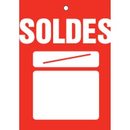 Etiquette à trou Soldes Tradition rouge avec zones de prix 48x66mm - par 500 Etiquette à trou Soldes Tradition rouge avec zones de prix 48x66mm - par 500
