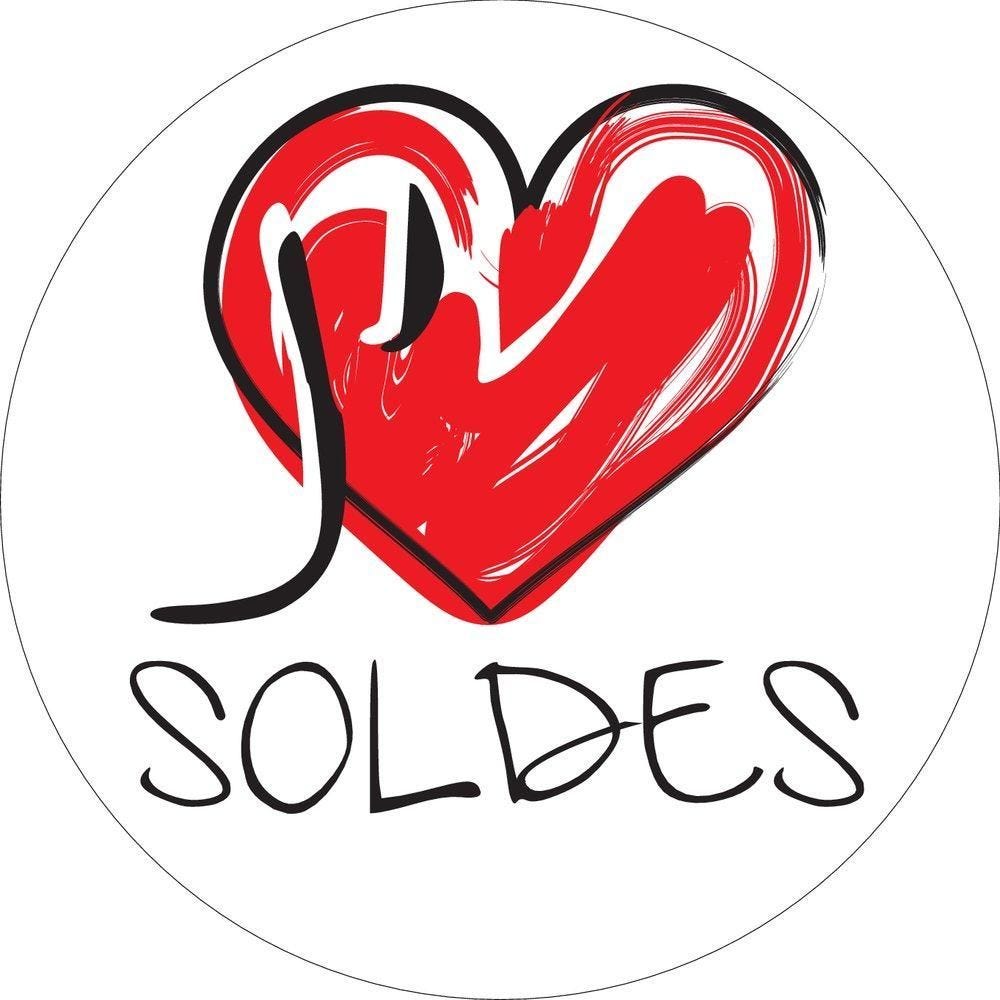 Carton j'aime les soldes diam 48 cm recto/ verso Carton j'aime les soldes diam 48 cm recto/ verso