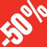 Sticker remise -50% 3.3x3.3cm rouge/blanc - par 500