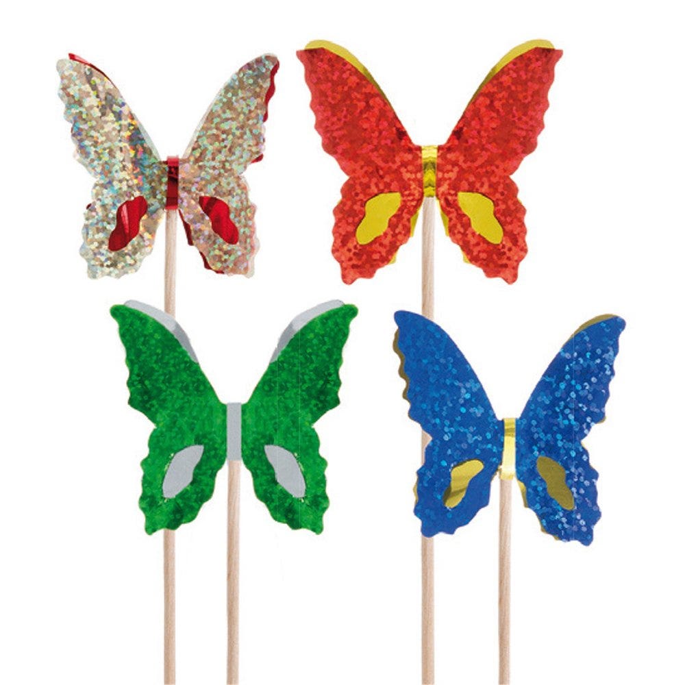 Décors assortis pour glaces Papillons bois 15cm - par 100