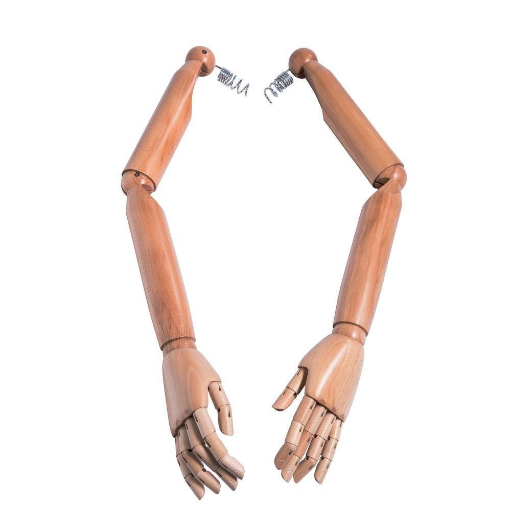 Bras articulés homme bois naturel pour mannequin et buste vintage - la paire Bras articulés homme bois naturel pour mannequin et buste vintage - la paire