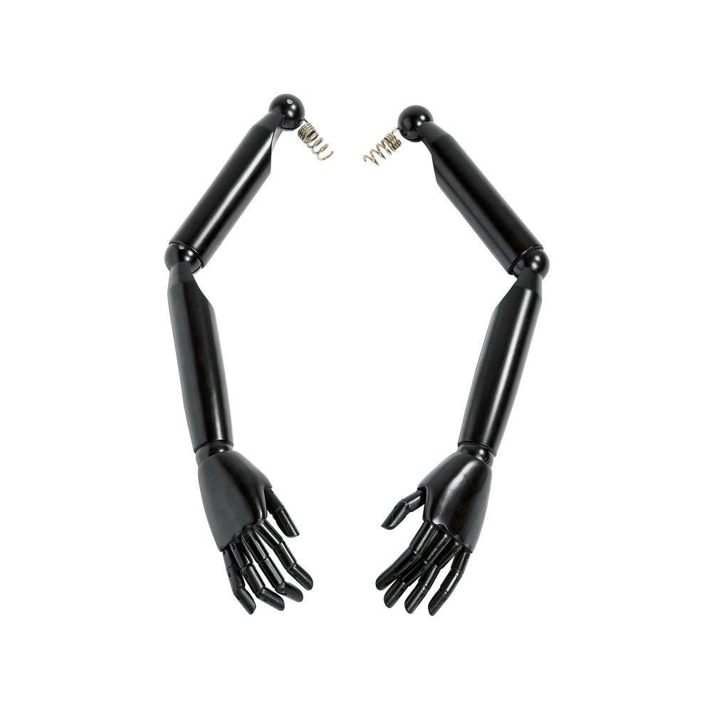Bras articulés homme bois noir pour mannequin et buste vintage - la paire Bras articulés homme bois noir pour mannequin et buste vintage - la paire