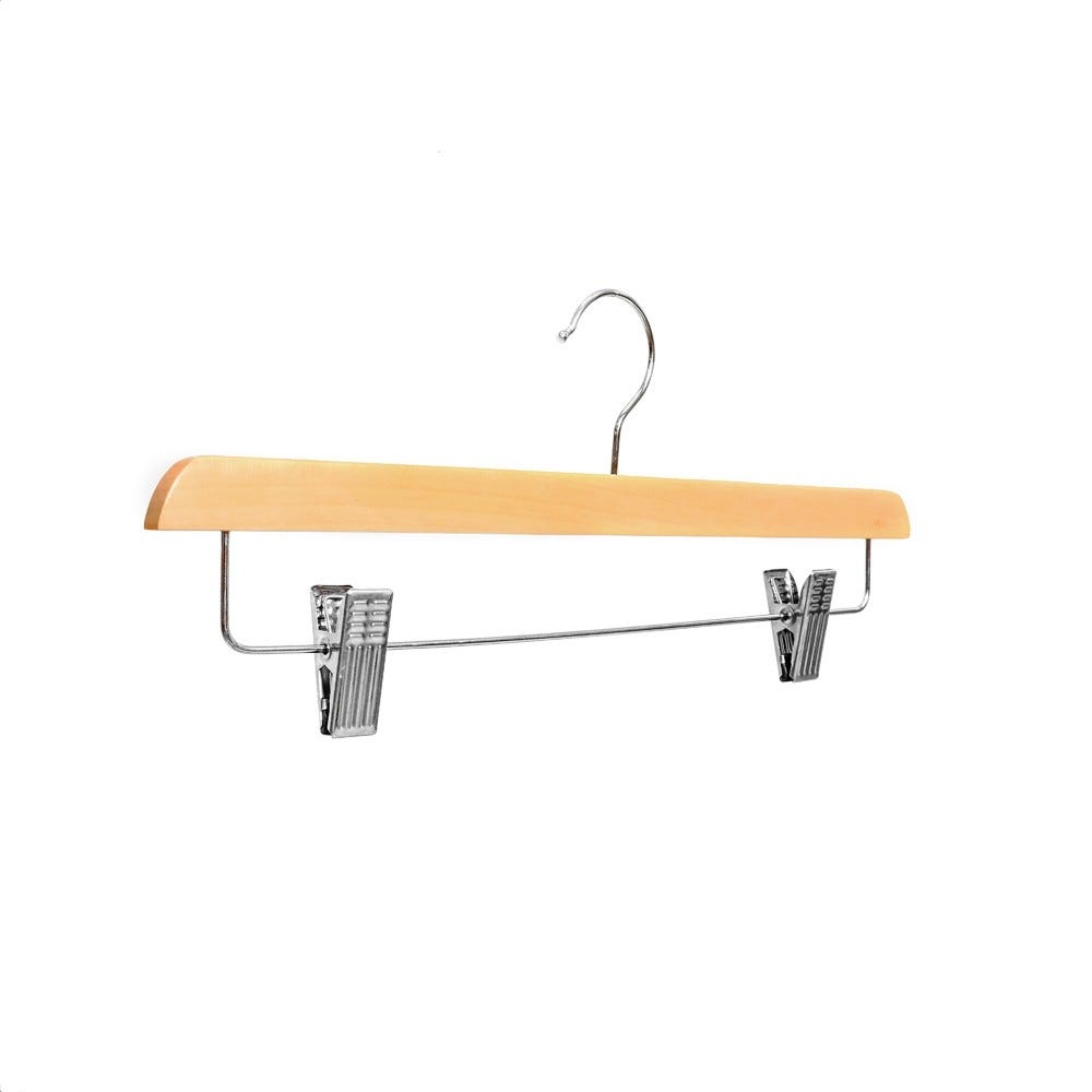 Cintre à pinces bois naturel L35cm - par 6 Cintre à pinces bois naturel L35cm - par 6