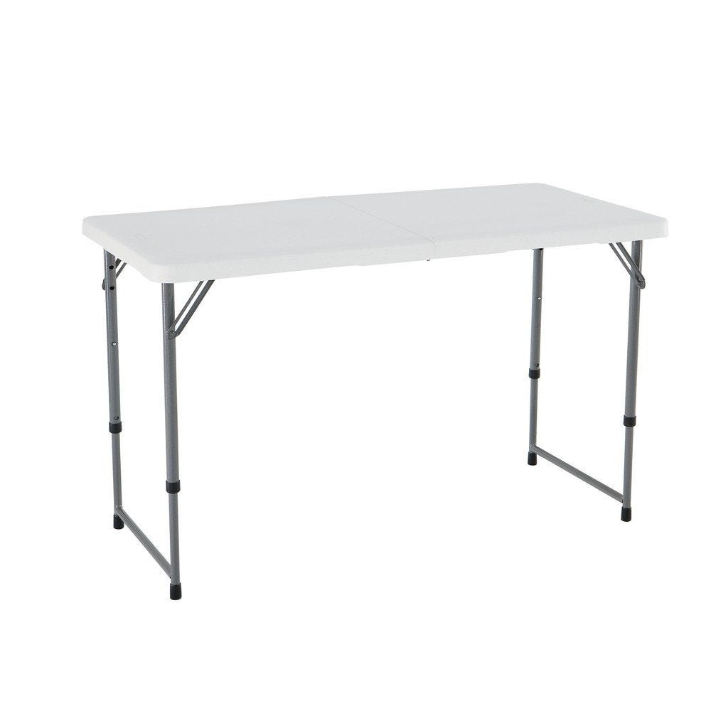 Table pliante blanche hauteur réglable L122 x P61 X H74cm - plié L61xP61xH8.5cm