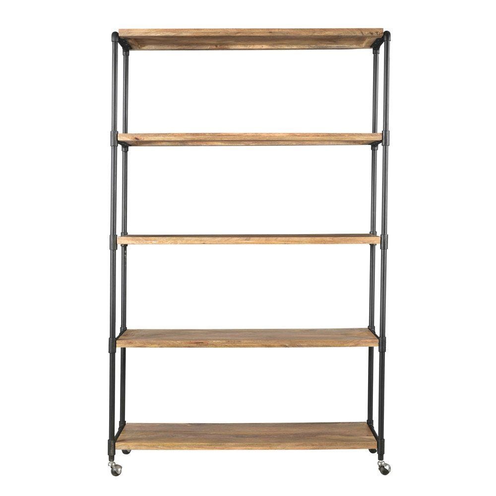 Etagère 5 niveaux Portland bois et métal avec roulettes L120 x P50 x H200cm Etagère 5 niveaux Portland bois et métal avec roulettes L120 x P50 x H200cm