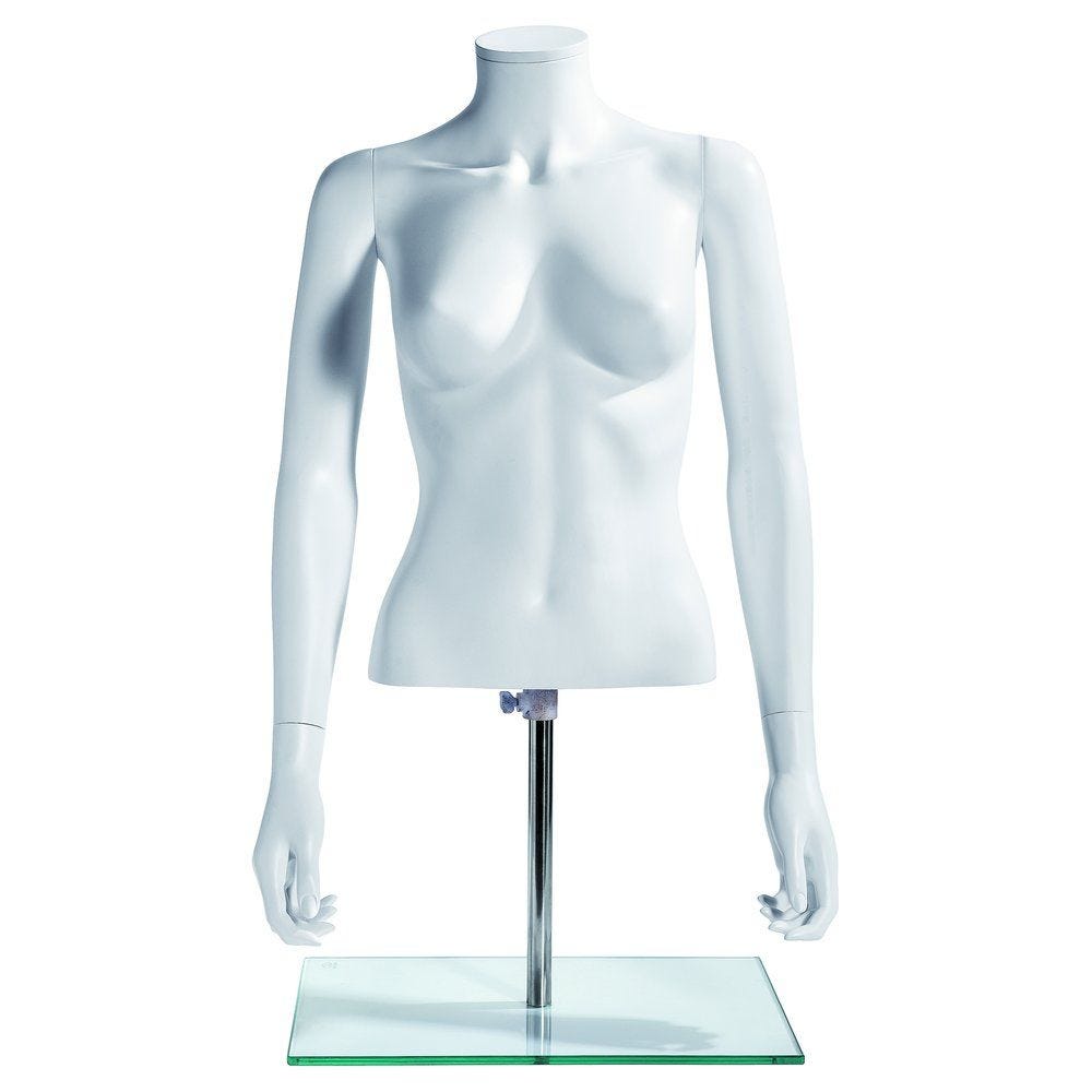 Buste femme avec bras sur pied coloris blanc mat Buste femme avec bras sur pied coloris blanc mat