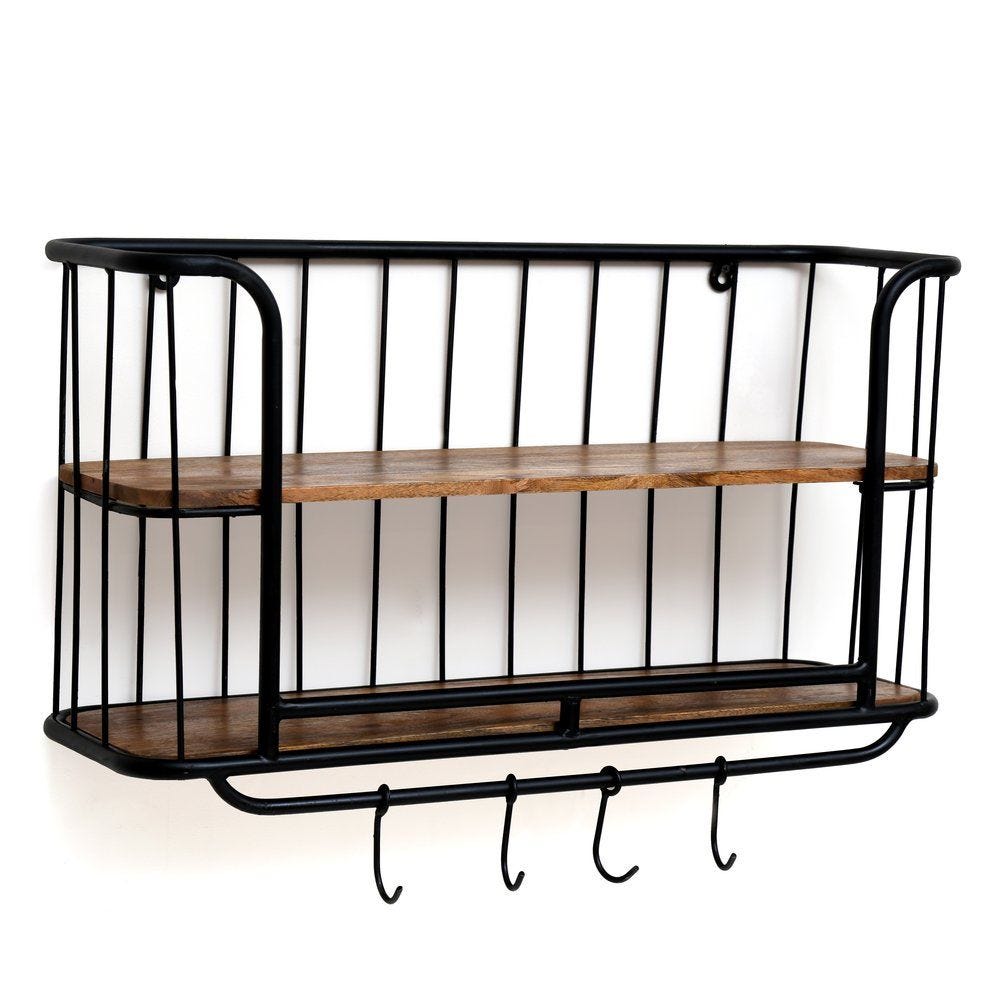 Etagère Murale New York 2 niveaux L76 x P25 x H58 cm Etagère Murale New York 2 niveaux L76 x P25 x H58 cm