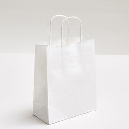 Sac kraft vergé blanc poignées torsadées 18x8X21cm - par 50 Sac kraft vergé blanc poignées torsadées 18x8X21cm - par 50