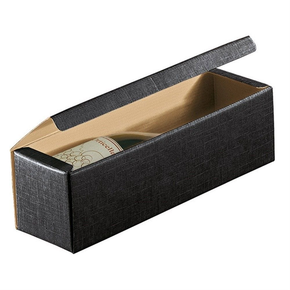 Coffret 1 bouteille carton noir 34x9x9cm - par 100 Coffret 1 bouteille carton noir 34x9x9cm - par 100