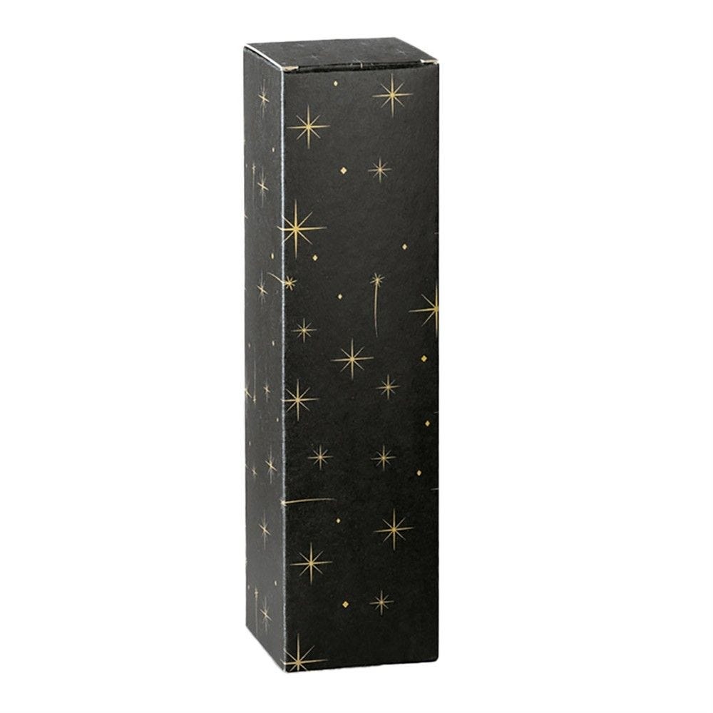 Coffret 1 bouteille carton noir motif constellation 34x9x9cm - par 50 Coffret 1 bouteille carton noir motif constellation 34x9x9cm - par 50