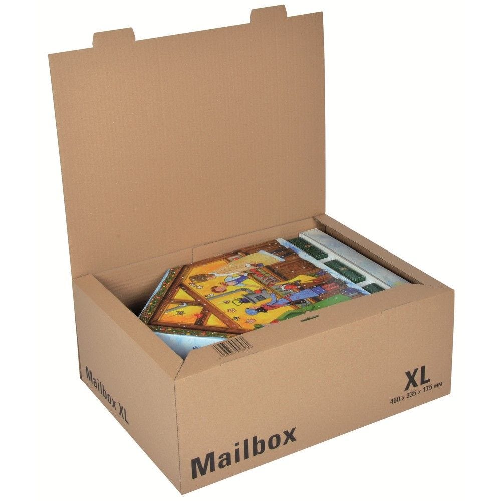 Boîte colis poste fermeture languettes 460x335x175mm brun Boîte colis poste fermeture languettes 460x335x175mm brun