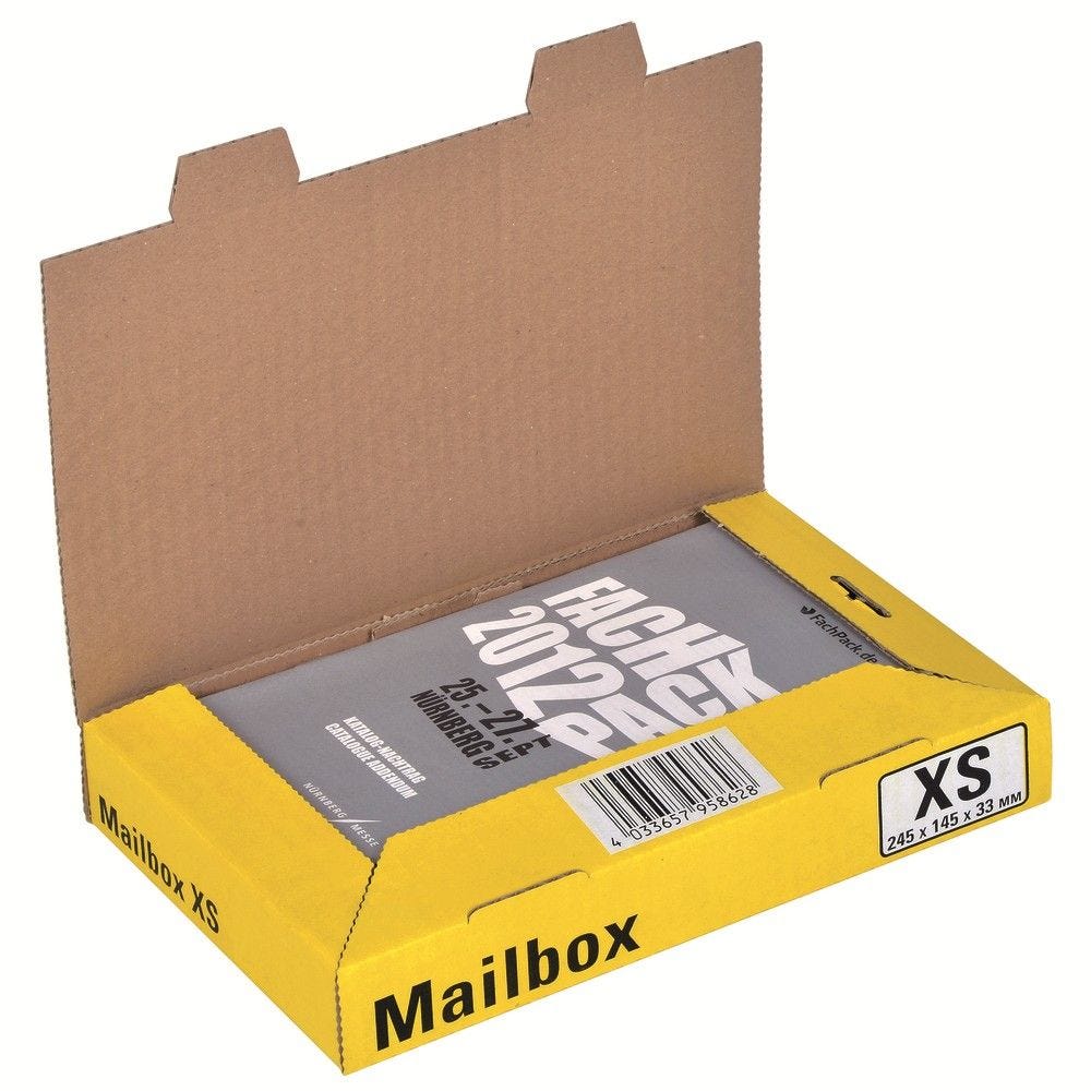 Boîte colis poste fermeture languettes 245x145x33mm jaune Boîte colis poste fermeture languettes 245x145x33mm jaune