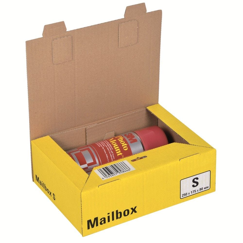 Boîte colis poste fermeture languettes 250x175x80mm jaune Boîte colis poste fermeture languettes 250x175x80mm jaune