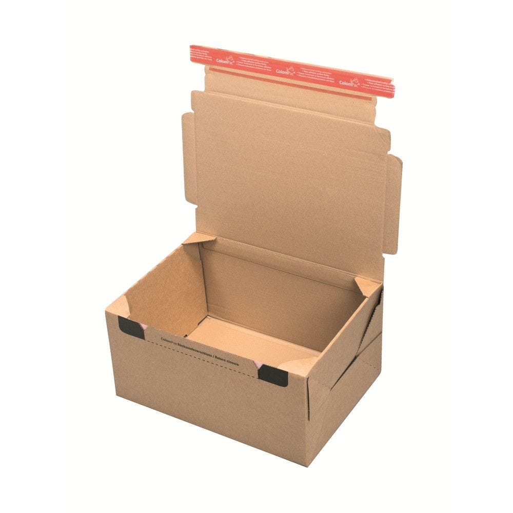 Boîte carton brun avec fermeture adhésive aller-retour 38,4x29x19cm Boîte carton brun avec fermeture adhésive aller-retour 38,4x29x19cm