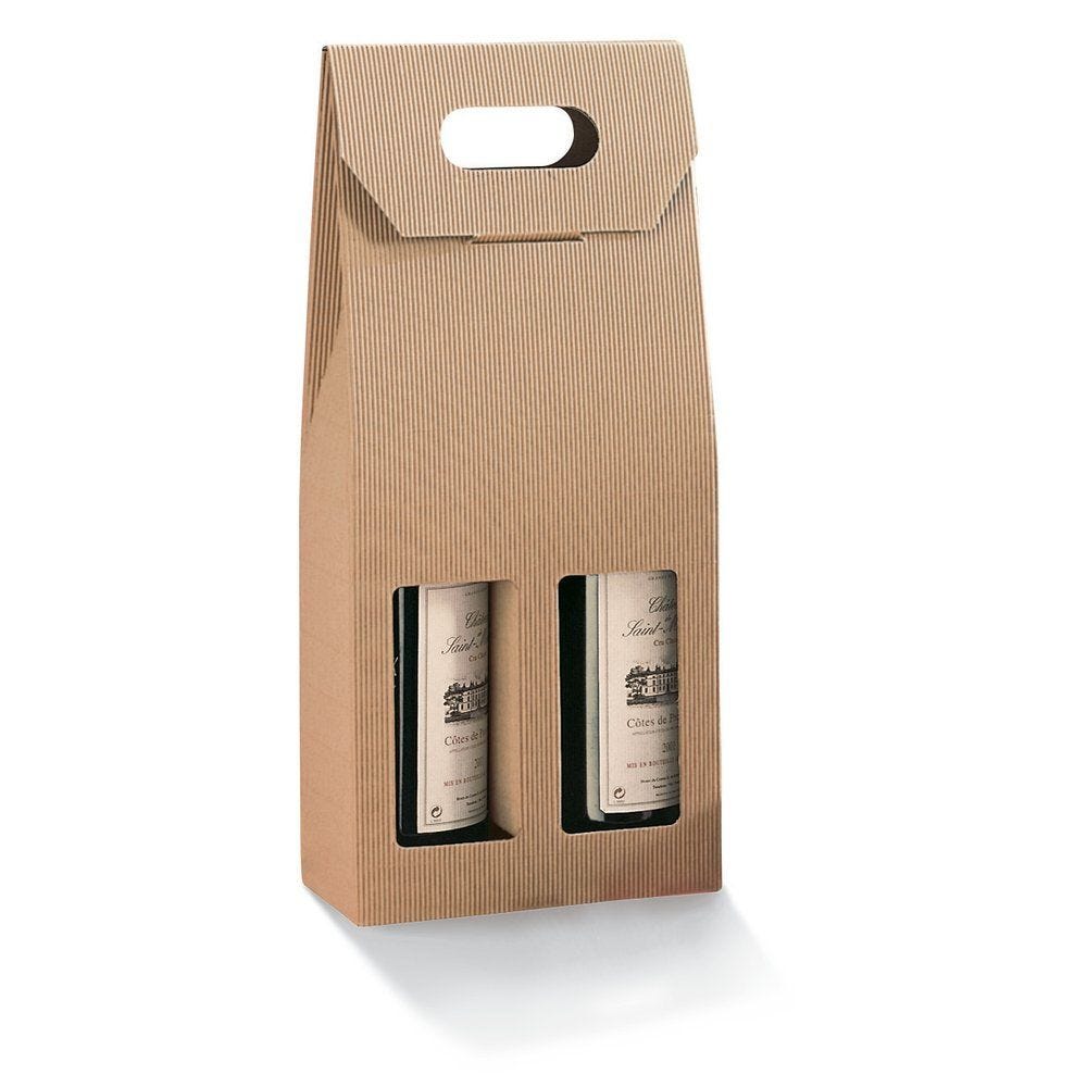 Boîte 2 bouteilles en carton micro-cannelure 18x9x41cm - par 10 Boîte 2 bouteilles en carton micro-cannelure 18x9x41cm - par 10