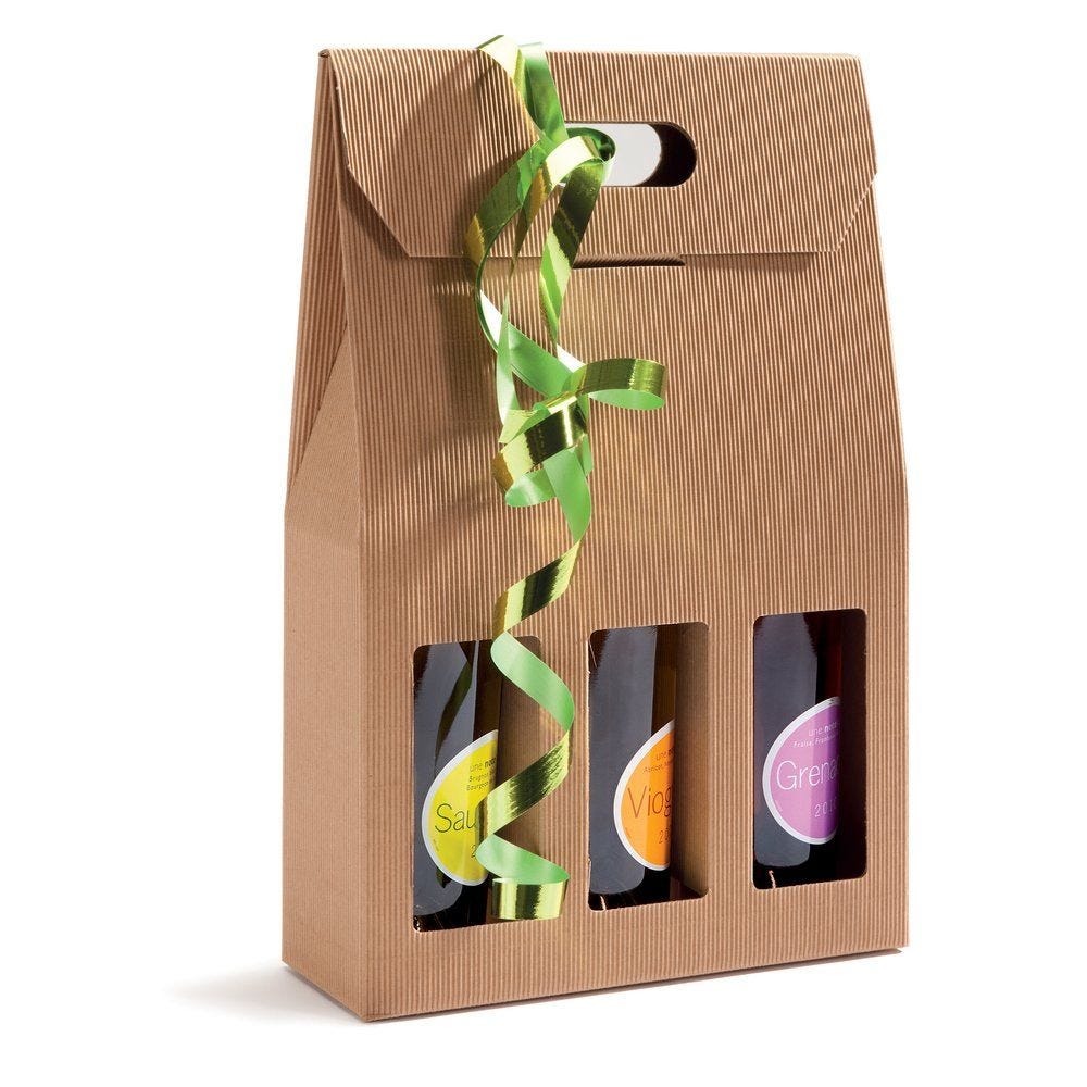 Boîte 3 bouteilles en carton micro-cannelures 27x9x41cm - par 10 Boîte 3 bouteilles en carton micro-cannelures 27x9x41cm - par 10