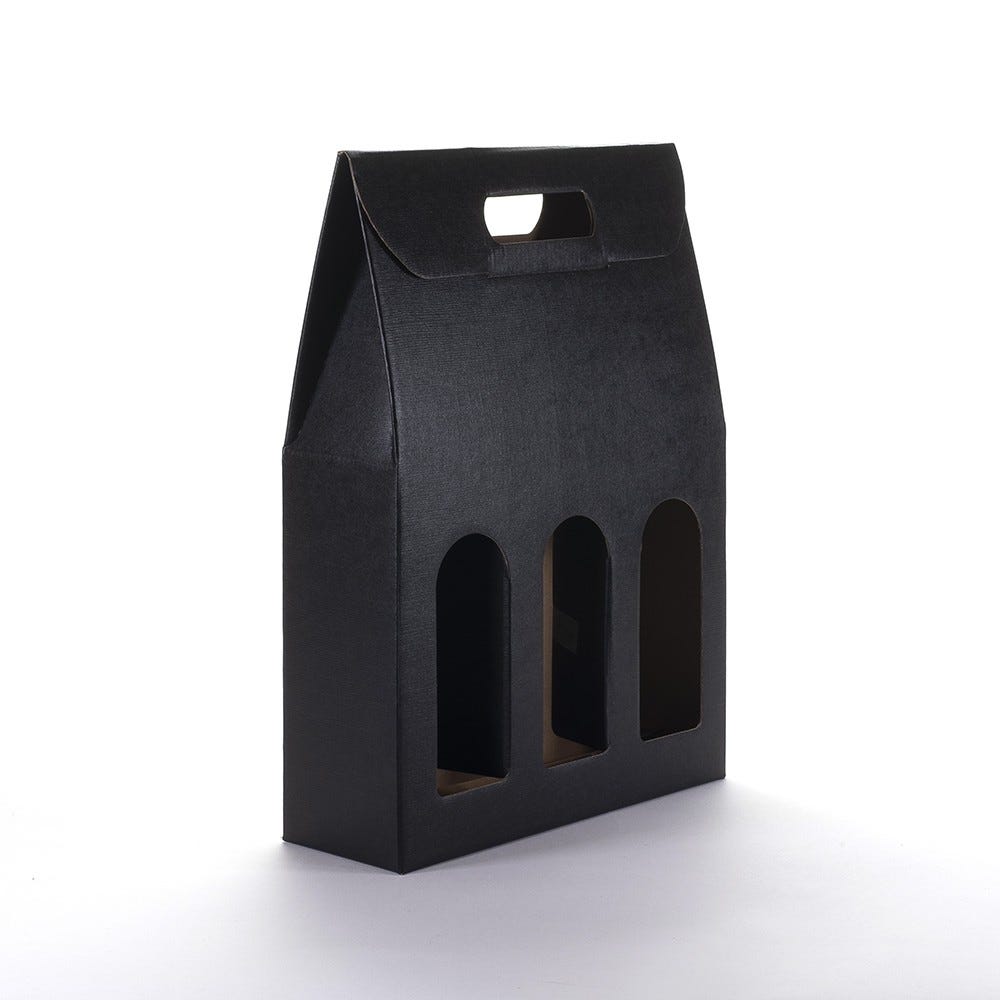 Boîte 3 bouteilles noir 27x9x38,5cm - par 10 Boîte 3 bouteilles noir 27x9x38,5cm - par 10