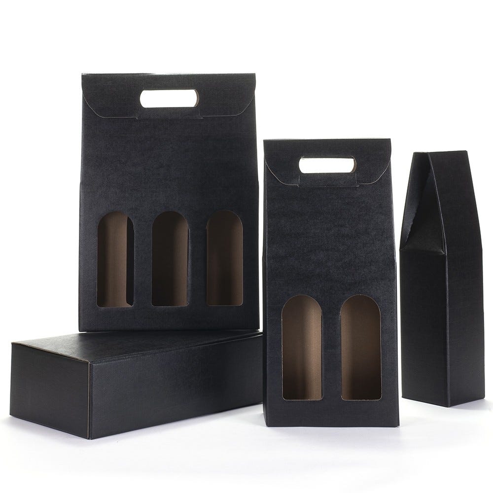 Coffret 2 bouteilles + séparateur noir 18x9.5x34cm - par 10 Coffret 2 bouteilles + séparateur noir 18x9.5x34cm - par 10