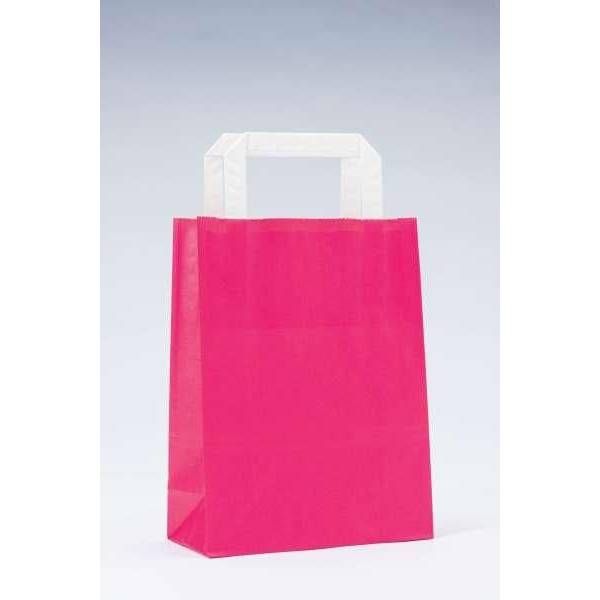 Sac kraft fuchsia poignées plates 18x8x22cm - par 50