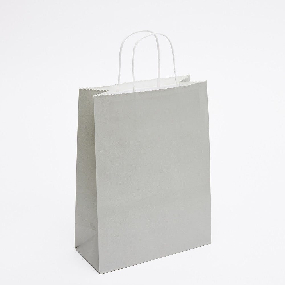 Sac kraft gris poignées torsadées 22x10x29cm - par 50 Sac kraft gris poignées torsadées 22x10x29cm - par 50