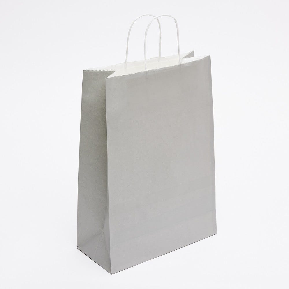 Sac kraft gris poignées torsadées 27x12x37cm - par 50 Sac kraft gris poignées torsadées 27x12x37cm - par 50