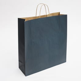 Sac kraft bleu poignées torsadées 45x15x49cm - par 50 Sac kraft bleu poignées torsadées 45x15x49cm - par 50