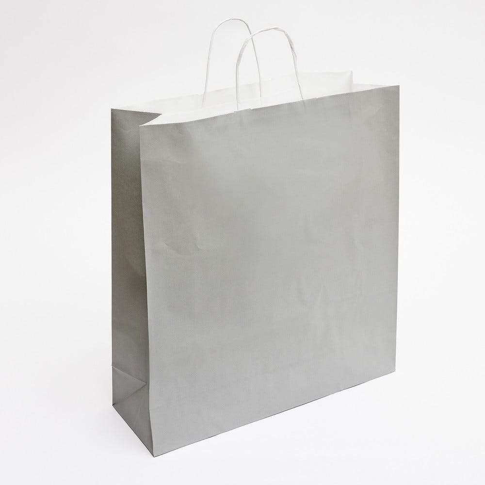Sac kraft gris poignées torsadées 45x15x49cm - par 50 Sac kraft gris poignées torsadées 45x15x49cm - par 50
