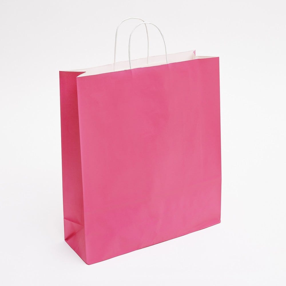 Sac kraft fuchsia poignées torsadées 36x12x41cm - par 50