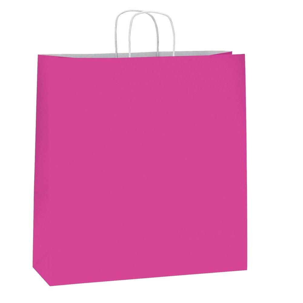 Sac kraft fuchsia poignées torsadées 36x12x41cm - par 200