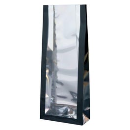Sachet à fenêtre et fond plat glossy noir 8x20+4cm - par 50 Sachet à fenêtre et fond plat glossy noir 8x20+4cm - par 50