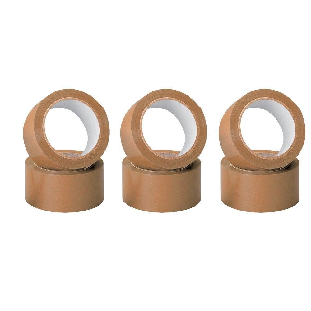 Adhésif polypropylène brun longueur du rouleau 66m x 48mm - par 6 Adhésif polypropylène brun longueur du rouleau 66m x 48mm - par 6