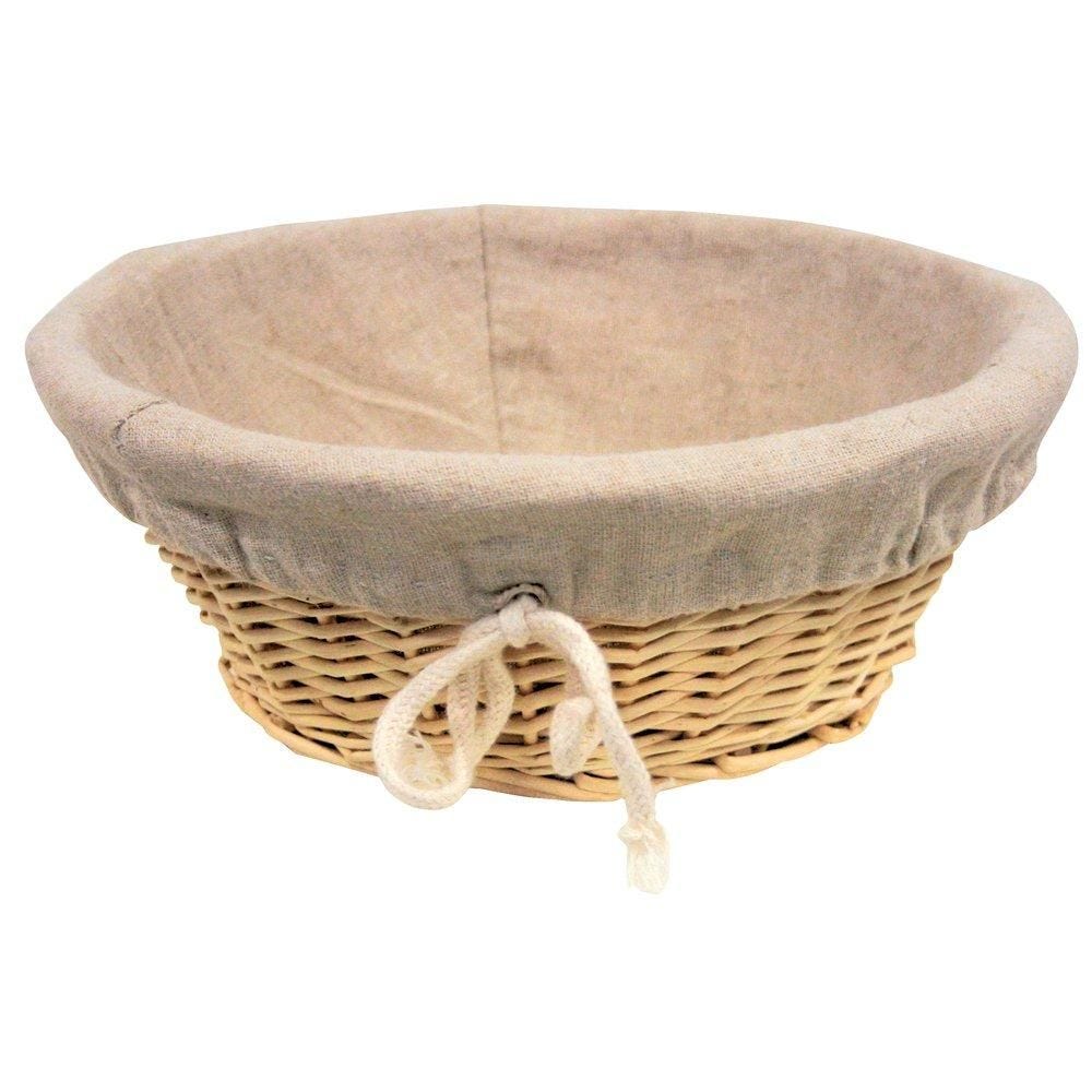 Banneton en osier naturel avec tissu en toile de jute Ø25x9cm - par 6 Banneton en osier naturel avec tissu en toile de jute Ø25x9cm - par 6