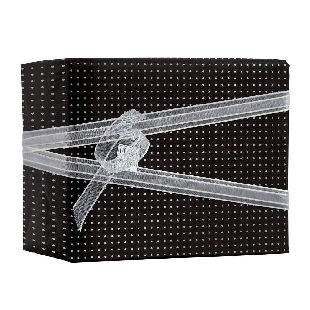 Papier cadeau pois argent sur fond noir en 0.70 x50m Papier cadeau pois argent sur fond noir en 0.70 x50m