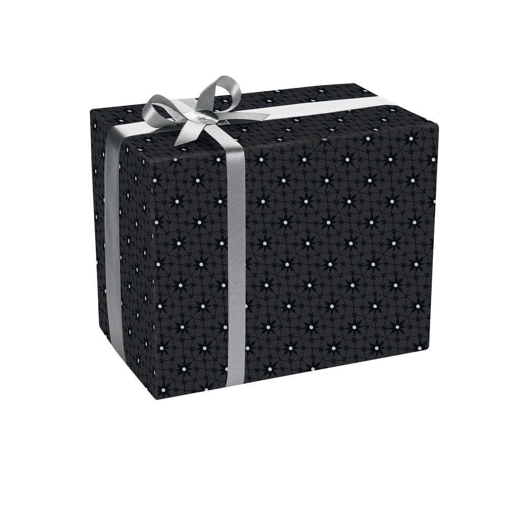 Papier cadeau Edelweiss noir et argent en 0.70 x50m Papier cadeau Edelweiss noir et argent en 0.70 x50m