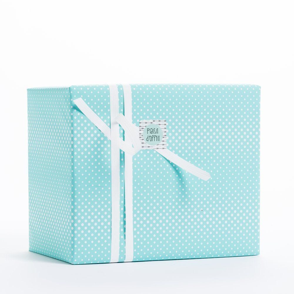 Papier cadeau vert d'eau et pois blancs en 0.70x100 m Papier cadeau vert d'eau et pois blancs en 0.70x100 m