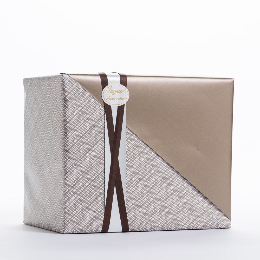 Papier cadeau tartan réversible bronze nacré 0,70x50 m Papier cadeau tartan réversible bronze nacré 0,70x50 m