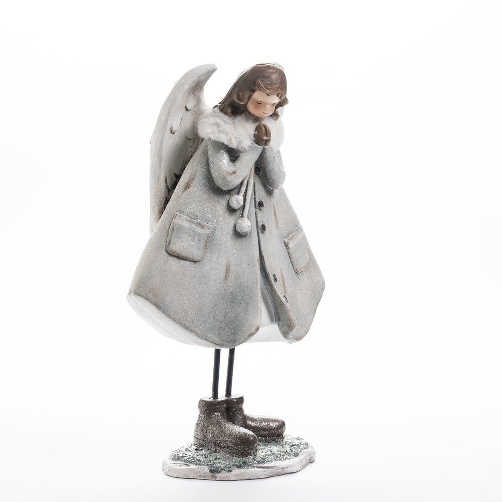 Ange en céramique gris L 30 x H 51 cm Ange en céramique gris L 30 x H 51 cm