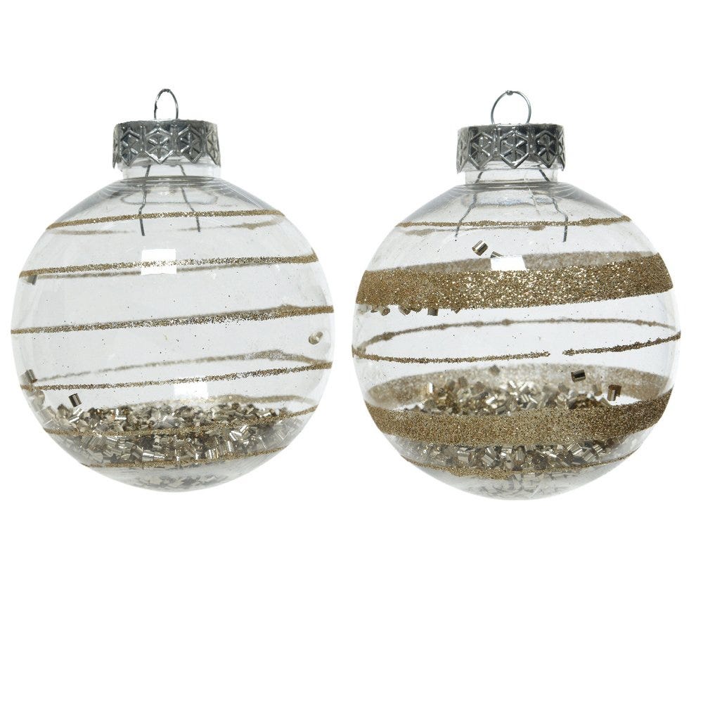 Boule de Noël transparente décor paillettes Ø 8cm - 2 coloris possibles