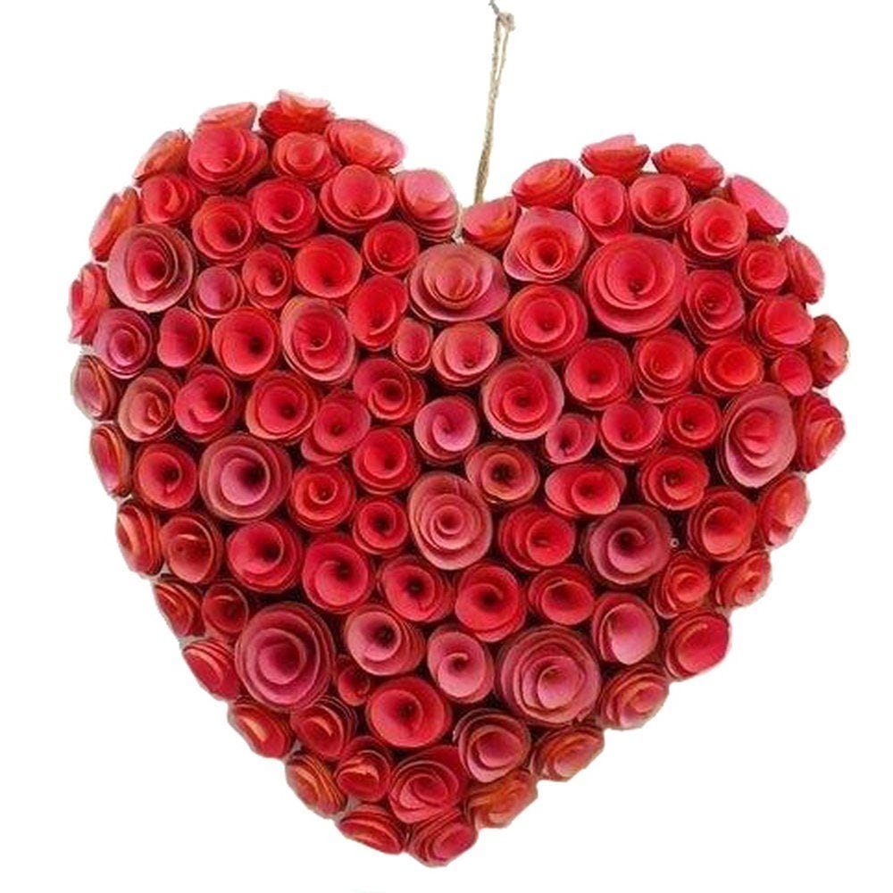 Coeur de roses rouges L 44 X P 5 X H 43 cm Coeur de roses rouges L 44 X P 5 X H 43 cm