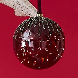 Boule en verre rouge 40 leds blanc chaud Ø20cm Boule en verre rouge 40 leds blanc chaud Ø20cm