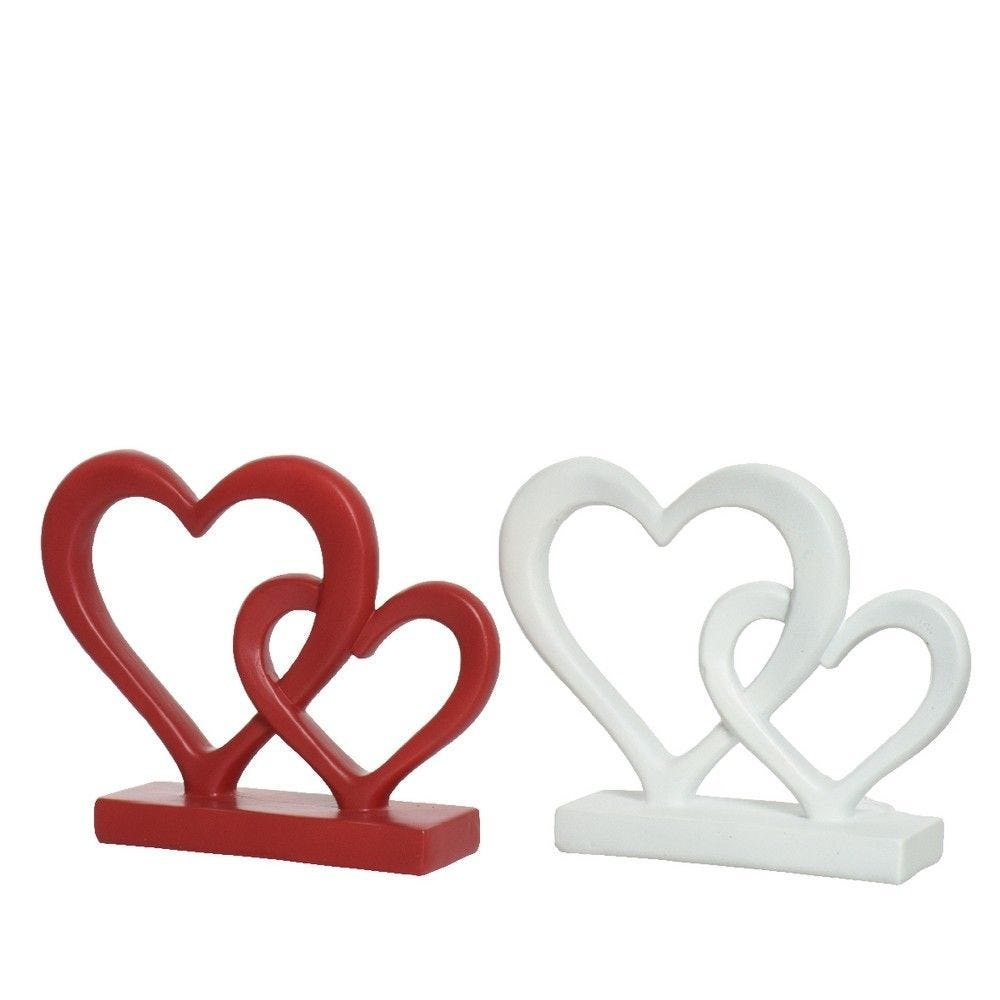 Coeurs à poser en porcelaine 2 coloris possibles rouge / blanc Coeurs à poser en porcelaine 2 coloris possibles rouge / blanc