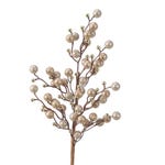 Branche boules beige paillettes et or H60cm