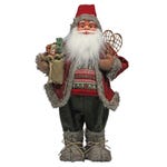 Père Noël nature rouge, marron et fourrure H 60cm