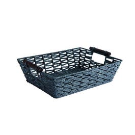 Panier rectangle noir à anses bois L33,5xP26,5xH9cm Panier rectangle noir à anses bois L33,5xP26,5xH9cm