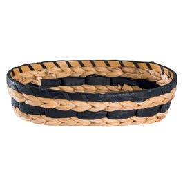 Panier ovale en feuilles tressées naturelles et noires 31x20.5x7.5cm Panier ovale en feuilles tressées naturelles et noires 31x20.5x7.5cm