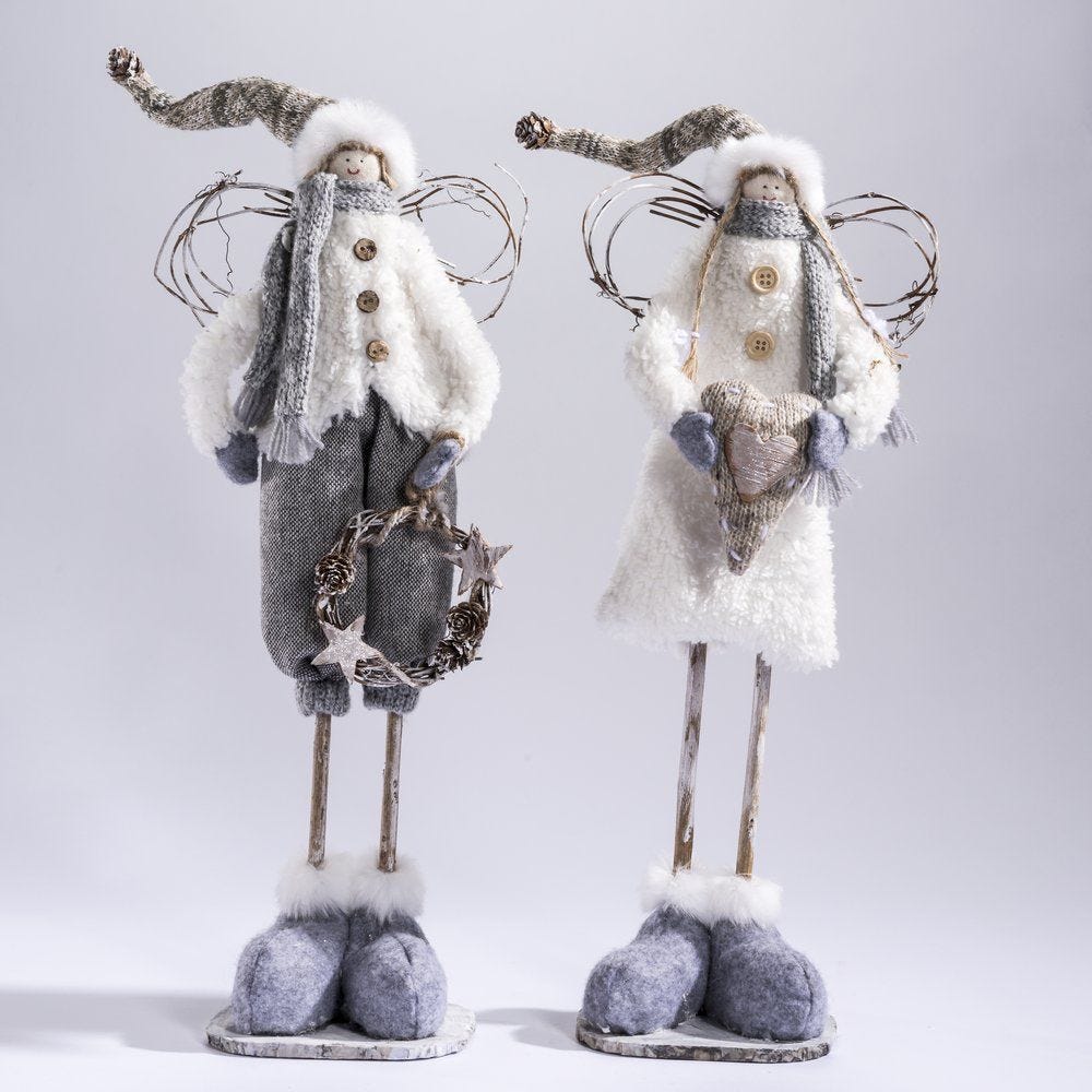 Ange gris et blanc H.46cm - garçon ou fille Ange gris et blanc H.46cm - garçon ou fille