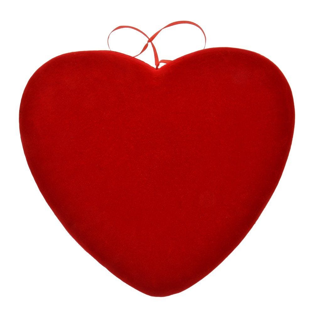 Coeur rouge floqué 39x35cm à suspendre Coeur rouge floqué 39x35cm à suspendre