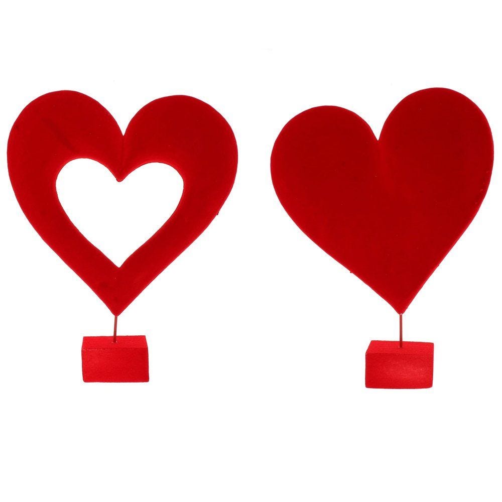 Coeur sur pied rouge creux ou plein au choix h.38cm - 2 modèles possibles Coeur sur pied rouge creux ou plein au choix h.38cm - 2 modèles possibles