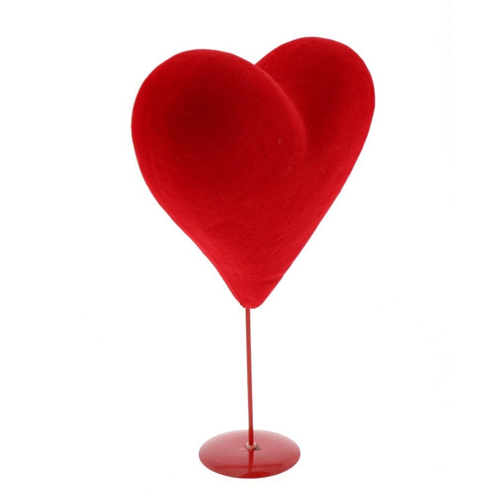 Coeur rouge floqué sur pied 20.5 x h.34cm Coeur rouge floqué sur pied 20.5 x h.34cm