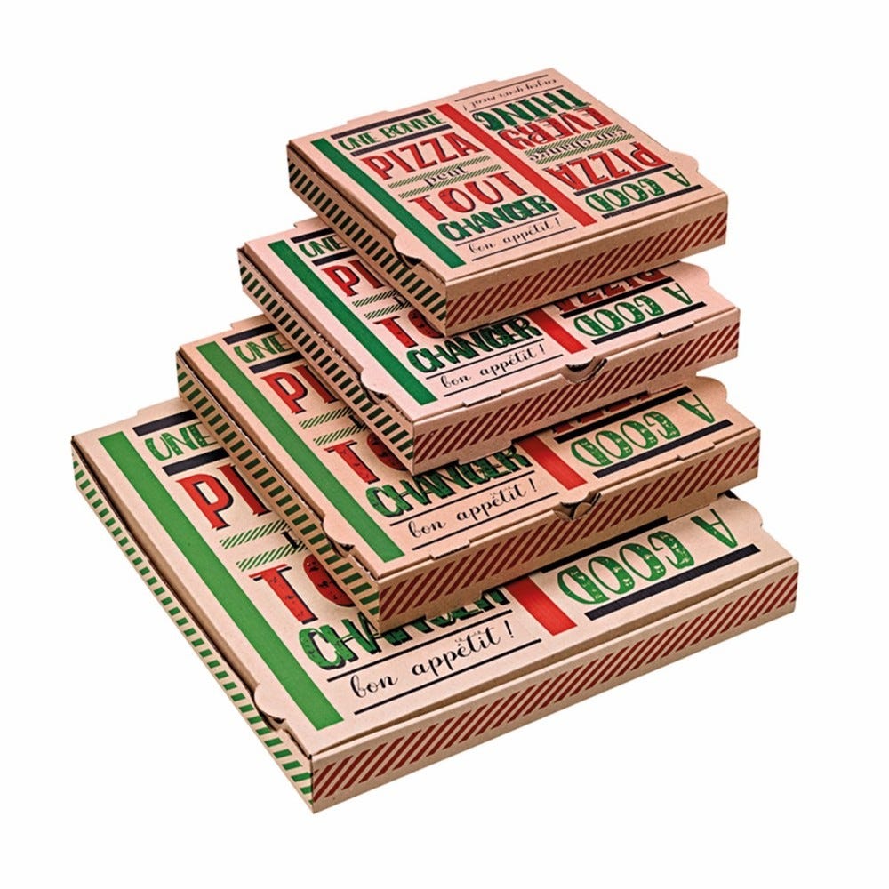Boîte à pizza carton brun décor 'Une bonne pizza' 40 x 40 cm - Par 100